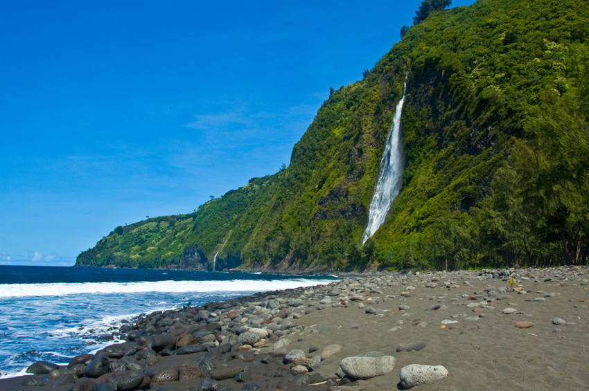 Waipio Beach Waterfalls